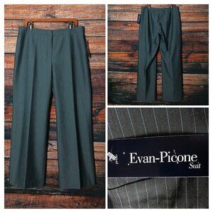 NWT Evan Picone Suit Pants 14 Petite Gray Blue Pinstripe Dress Slacks Lined